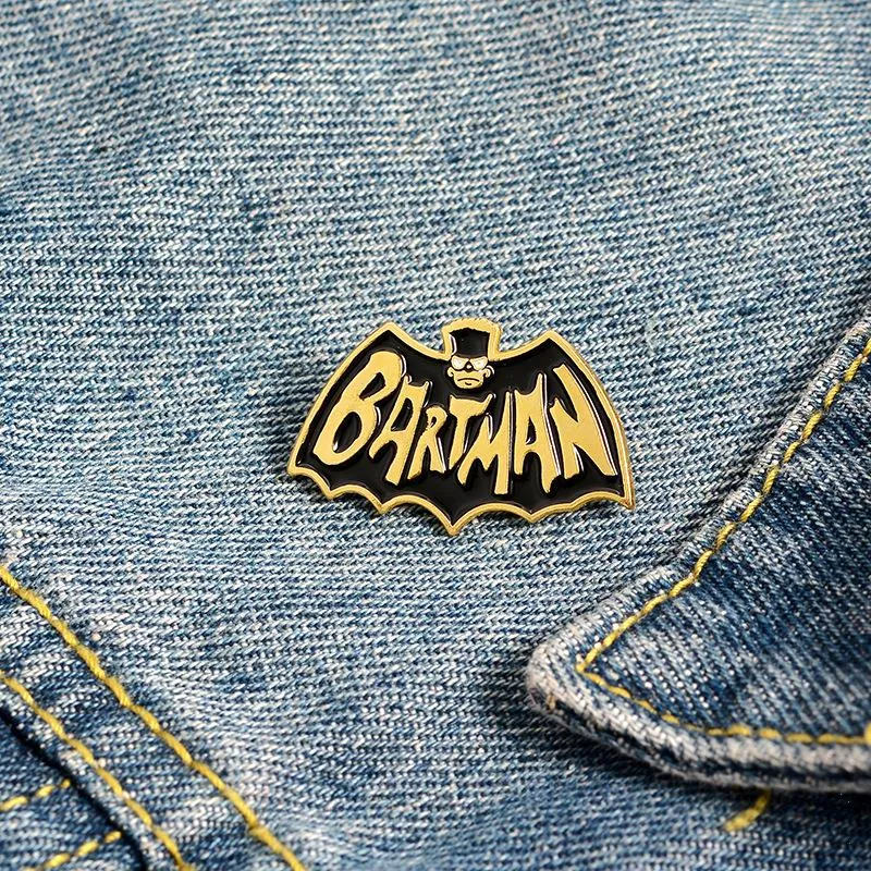 Bartman Enamel Pin Custom Black Bat Brooch Cartoon TV Series Badge Bag Shirt Lapel Pin Buckle Hero Jewelry Gift Fans Friend