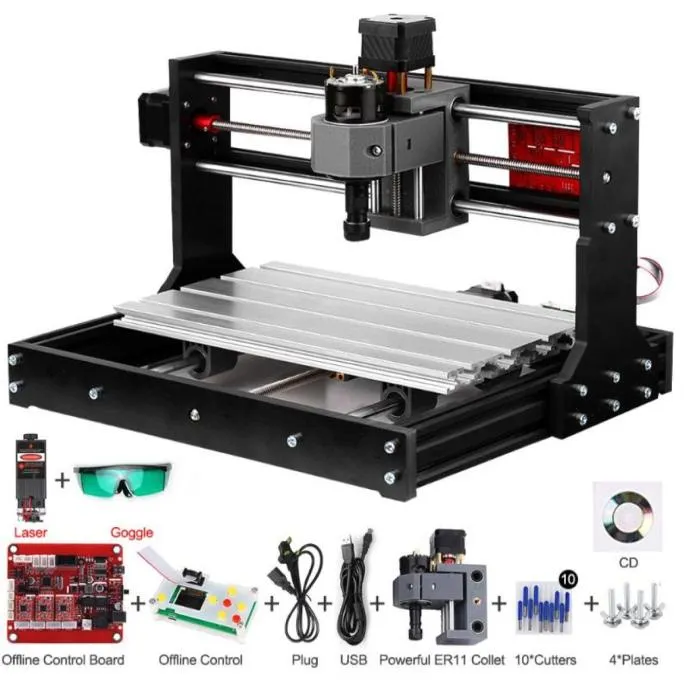 Upgrade -versie CNC 3018 PRO GRBL -besturing Diy CNC Machine 3AXIS PCB Freesmachine Houtrouter graveur met offline controller6908440