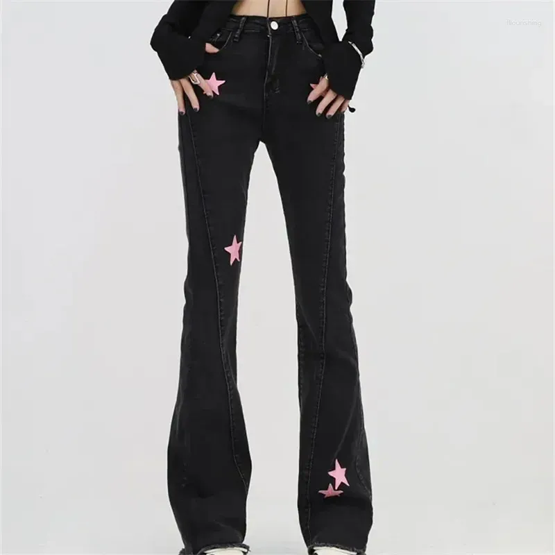 Jeans pour femmes micro-flat 2024 printemps décontracté mode évasé pantalon femme vêtements denim pant streetwear hautement taille mince