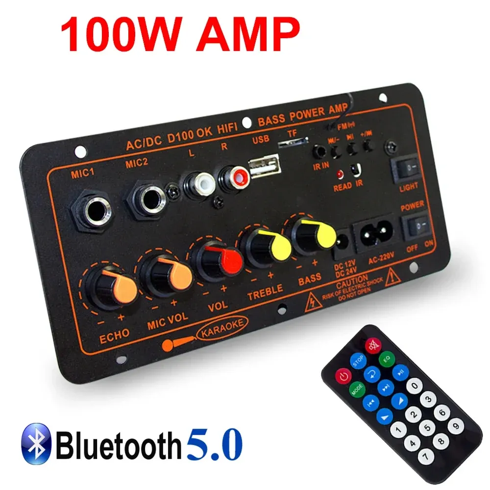 アンプ100WサウンドアンプHome Bluetooth Amp Digital Amp Support Dual Microphone MP3プレーヤーUディスクTF 4OHMスピーカーAC 110V 220V