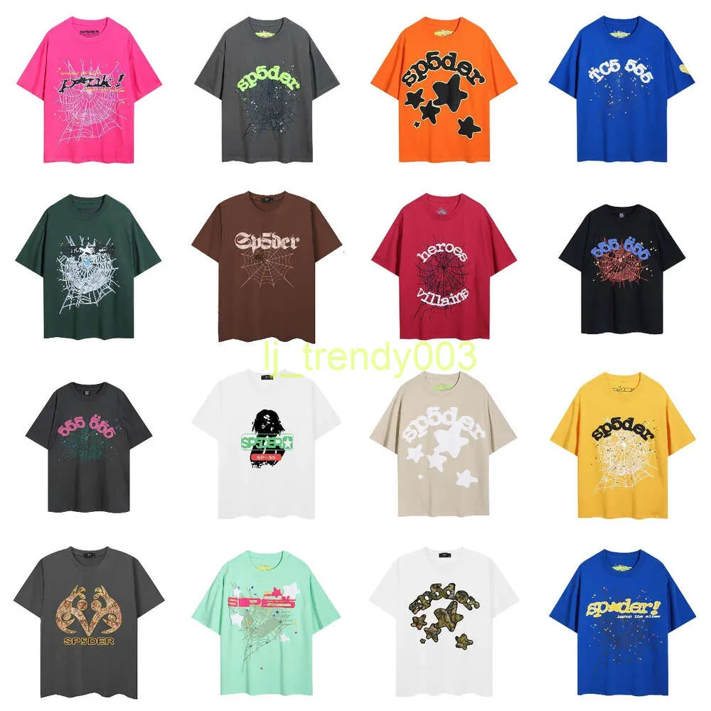 Футболка Sp5der Mens T Рубашки Poloshirt рубашка Sp5der Young Thug Spider 555 Женская футболка модная печать уличная одежда Веб-модель Летняя спортивная одежда Топ-европейский S-XL