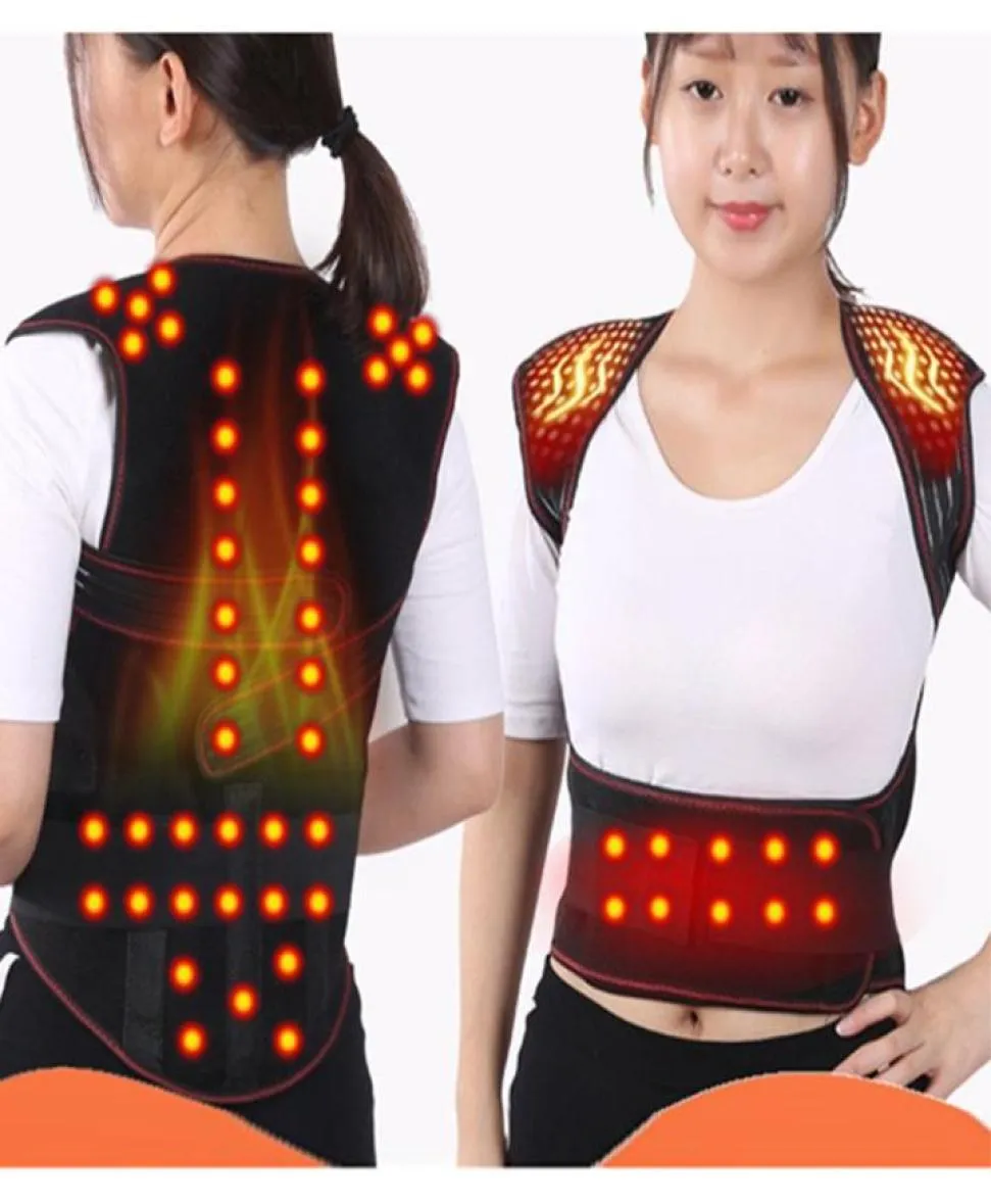 Tourmaline Selfheating Magnetic Therapy Waist Back Shoulder Posture Corrector Spine Lumbar Brace Back Support Belt2130330