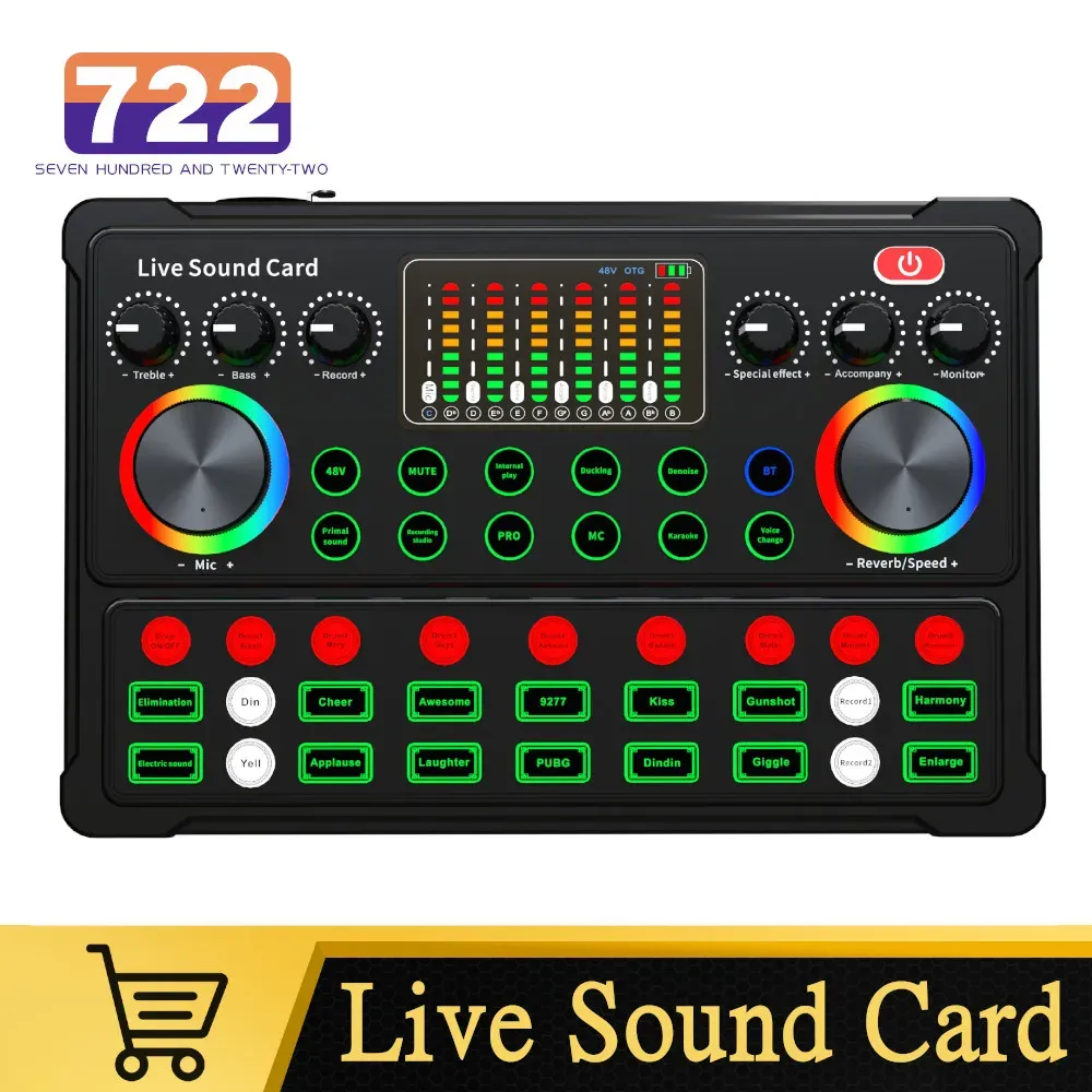 Microphones M3 X50 Live Sound Card Podcast Equipment Microphone Audio Mixer DJ Audio Sound Mixer Voice Changer Live Streaming Game Singing