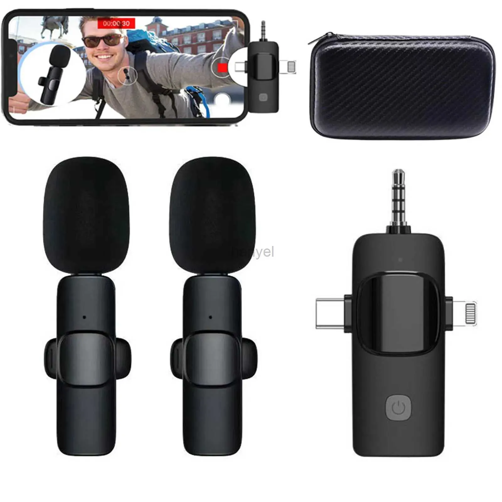 Microphones JOCEEY 3 in 1 Mini Microphone Wireless Lavalier Microphones for iPhone Android and CameraMicrophone for tablet PC with Noise 240409