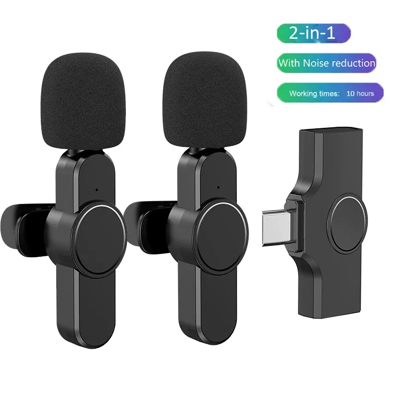 Microfones sem fio Lavalier Microfone portátil gravação de vídeo Mini Mic para Tipo C IOS Facebook YouTube Live Broadcast Gaming