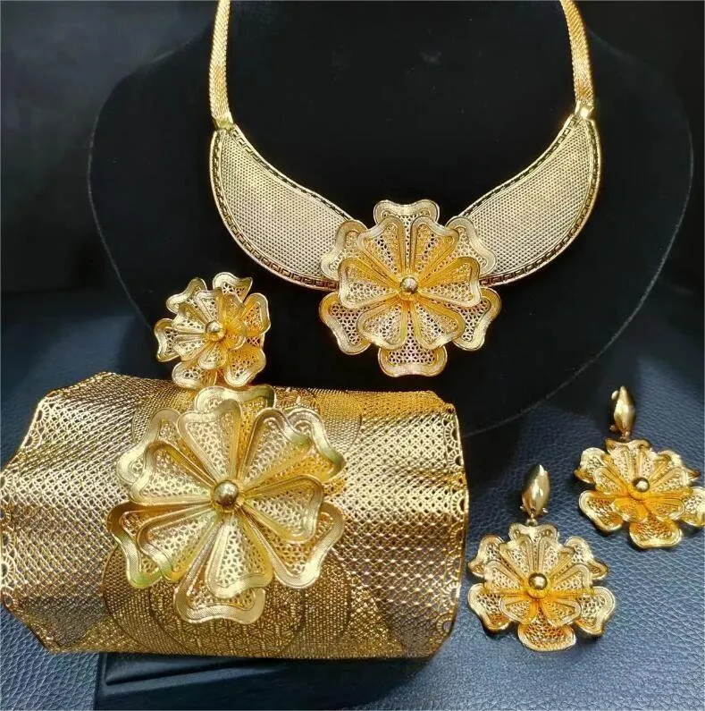 Earrings Necklace Set Dubai For Women Fashion And Earings Gold Plated Jewelry Woman Drop Delivery Sets