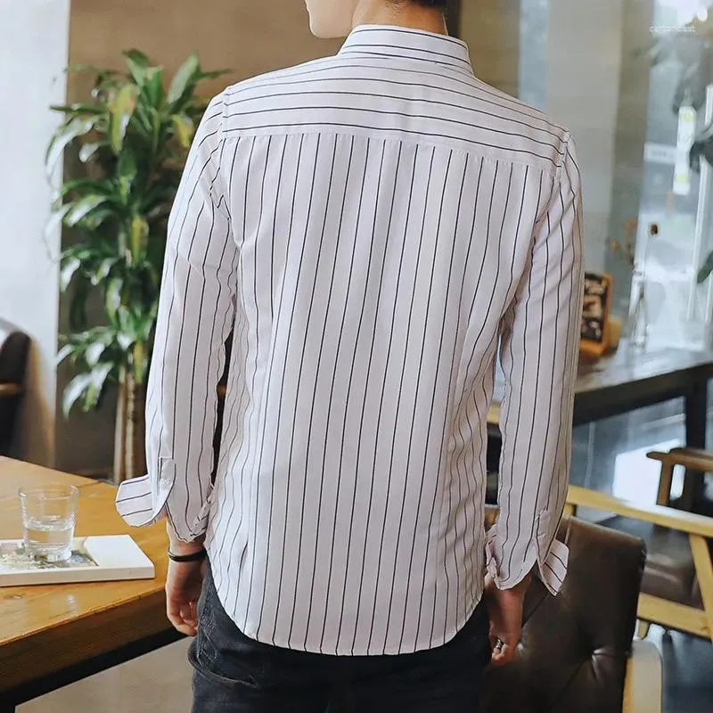 Camisas de vestido masculinas de manga longa de estilo clássico de camisa moda de algodão moderna top casual bela marca levantamento