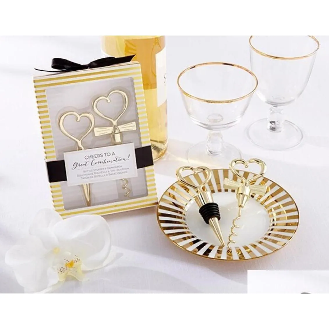 Party Favor Wedding Gifts And Giveaways For Guests Cheers To A Combination Gold Wine Set Souvenir 50 Setslot7847454 Drop Delivery Ho Dhqfv