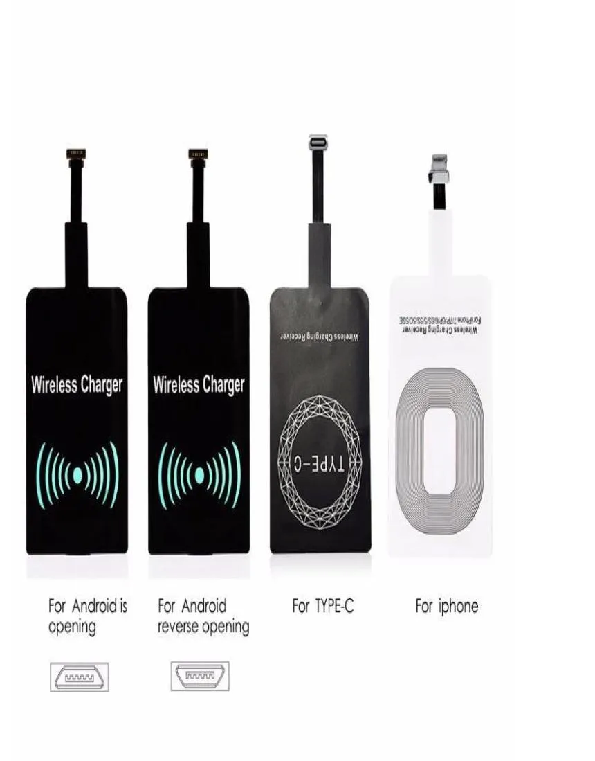 Trådlös snabbladdningsmottagare Laddningsadapterreceptormottagare för iPhone 7 6 6S plus Sumsung Android Type C4563956