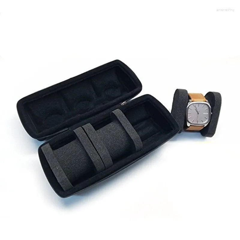 Bolsas de jóias 3 Slot Watch Box Collector Travel Display Para organizador de casos Relógios de armazenamento Ties Bracelet colar