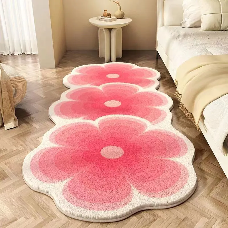 carpet room decor Designer rug Wind simple flower bedroom bed blanket Cloakroom long carpet lovely comfortable soft imitation cashmere carpet