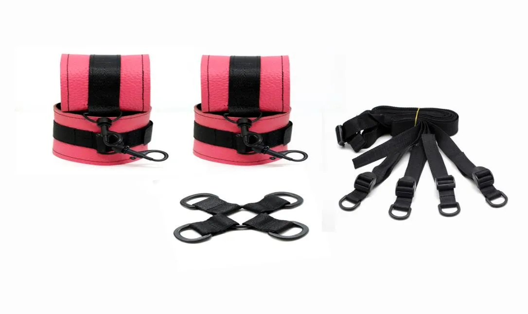 Nouveau intime adulte en cuir Slave BDSM menottes Fétiche Flirter Kit sous les menottes à la cheville Tissu Tissue