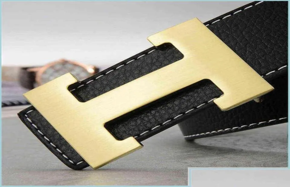 Bälten 2022 Varumärke Luxury Men äkta läder Lettern H Buckle for Business Fashion Strap Women Jeans X220216 Drop Delivery Acces AC7701378