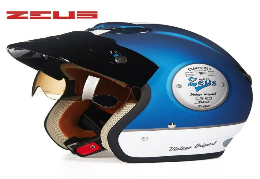 Motorcykelhjälmar Zeus 34 Retro Hjälm Vintage Casco Moto Scooter Capacete Open Face Dot 381C2104767