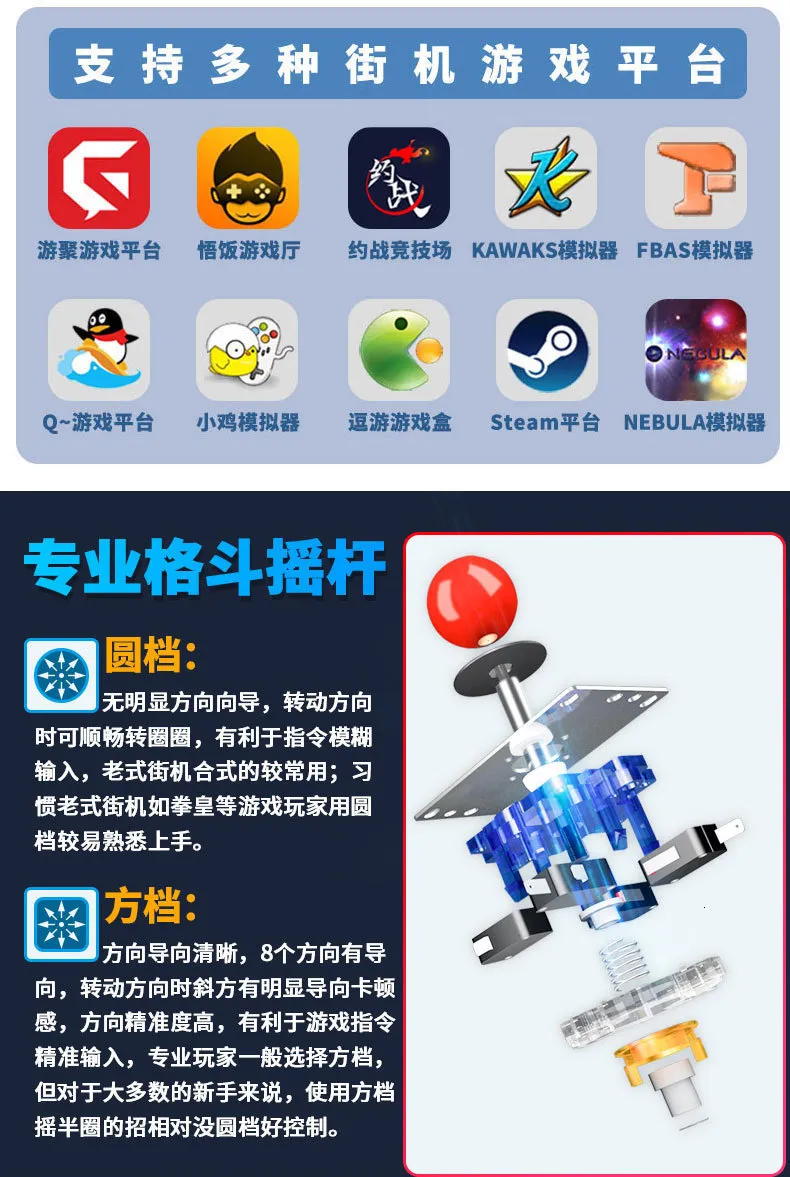 Arcade Fight Stick DIY Kit - Custom Joystick Controller, Acrylic Panel ...