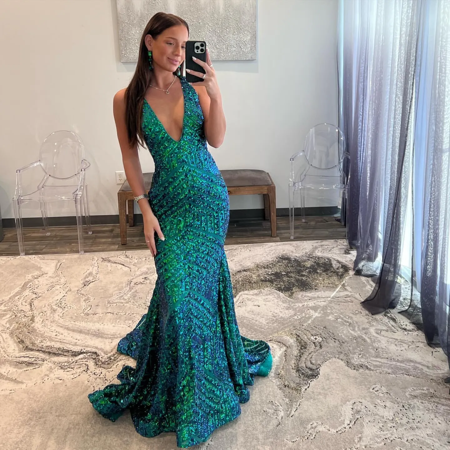 Emerald Green Sequin Mermaid Prom Dress Plunging V Neck Backless Evening  Formal Dress for Women from Dhgate Prom Dresses - price 302.77