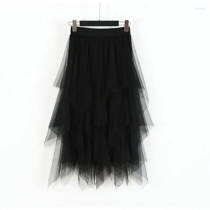 Jupes jupe de jupe tutu en tulle en tulle en maille midi pour la taille: 24.4-40.1 "