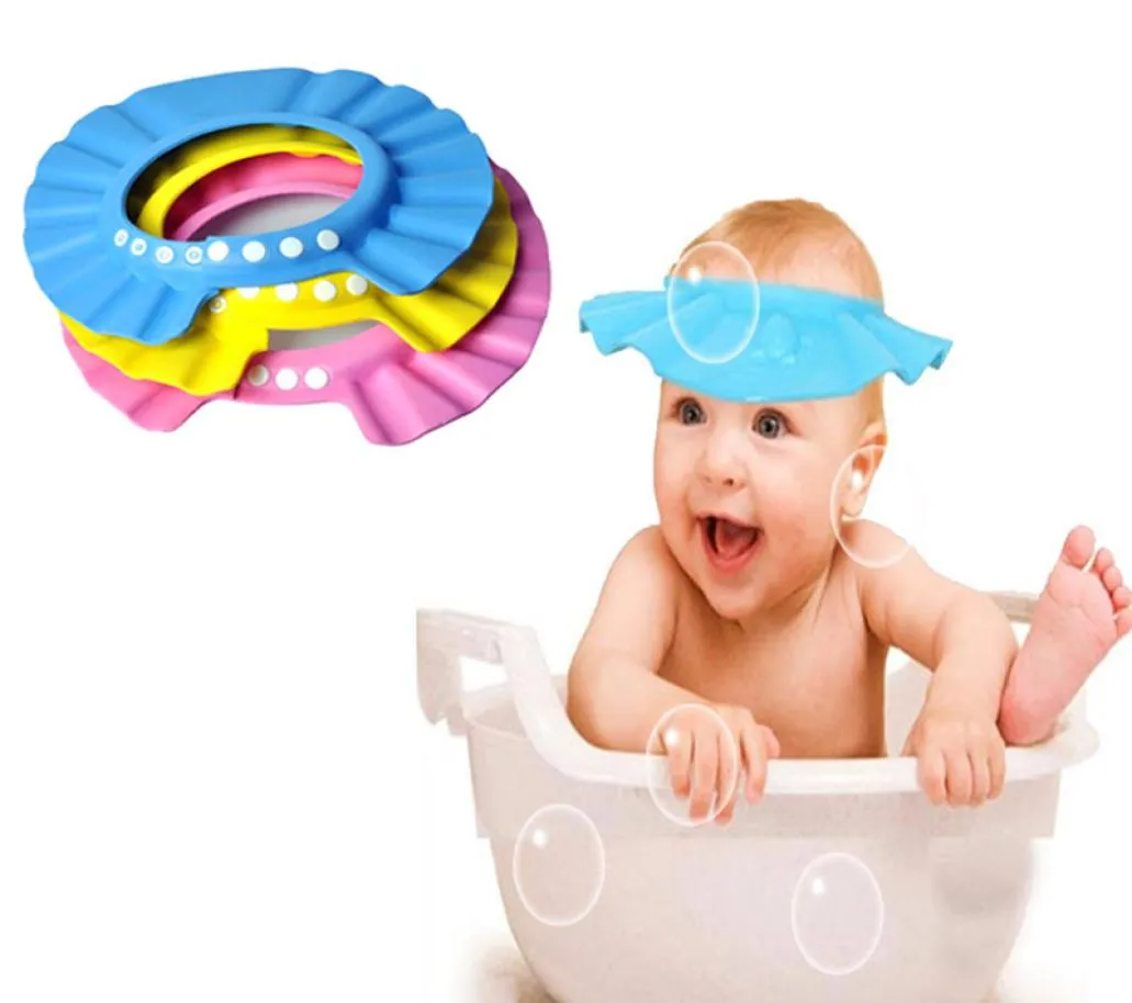 Fashion Adjustable Shower cap protect Shampoo for baby health bathing children Wash Hair Shield Hats 7 colors C30752483950