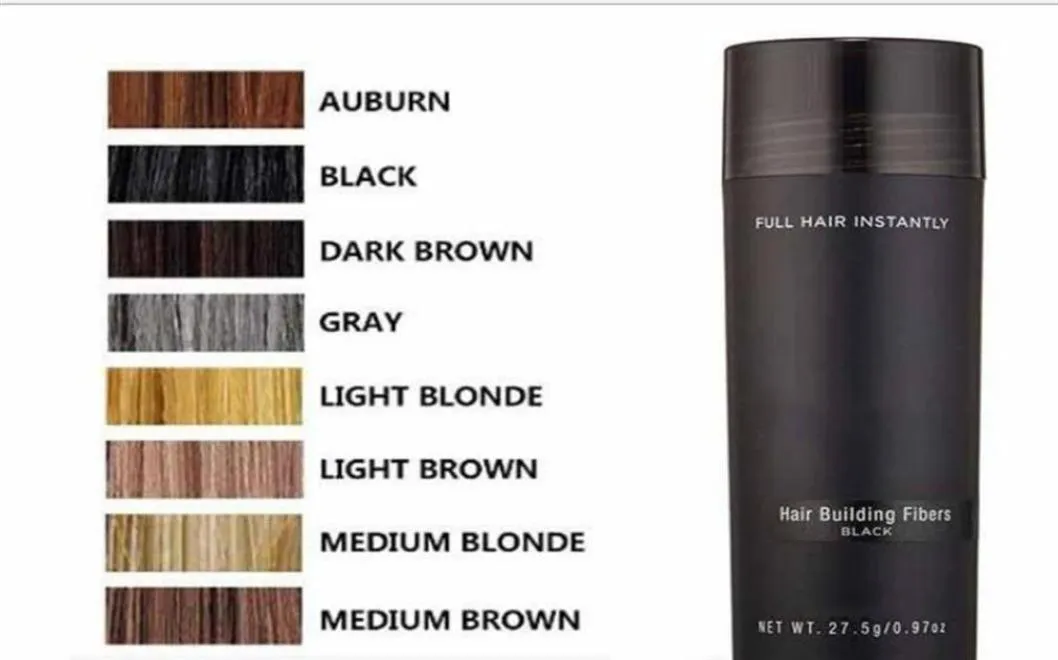 Natural Keratin Top Hair Fiber 275G Black Hair Build Fiber tunnare håravfall concealer styling pulver täcker skalligt droppfartyg267626175