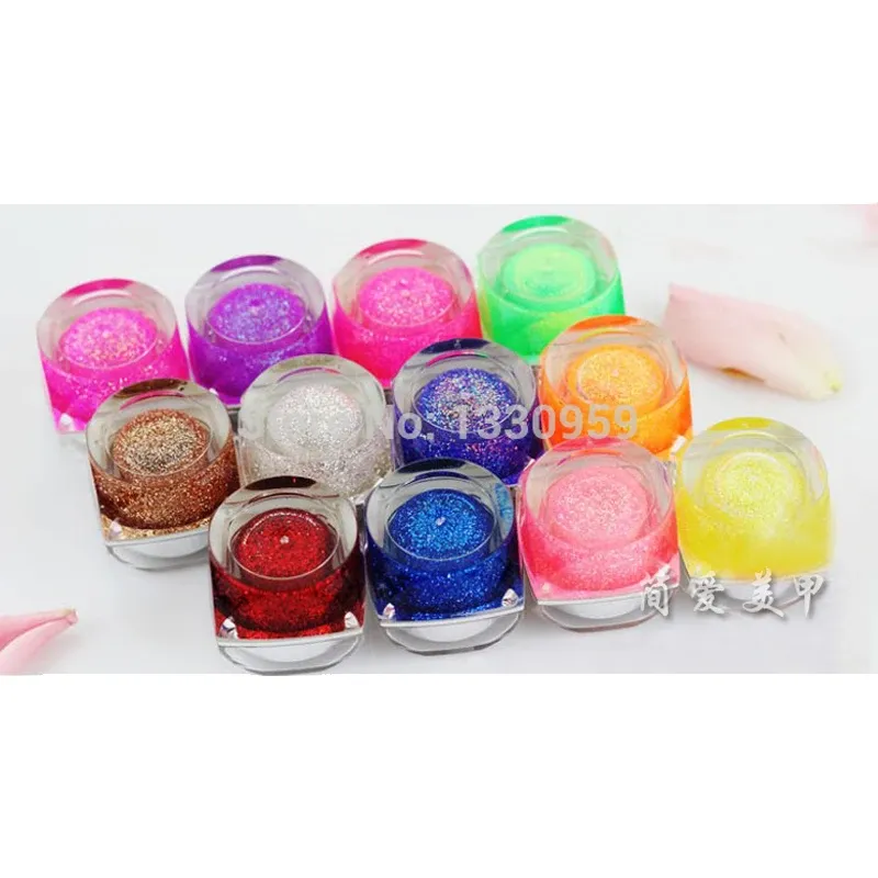 Gel pro 8ml x 12 couleurs paillettes de poussière uv gel brillant en acrylique nail art gel polonais