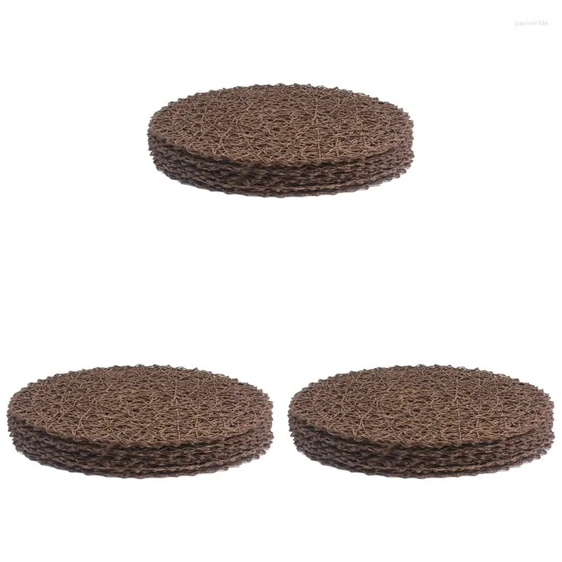 Table Mats Round Paper Fiber Woven Place Decorative Braided Natural Mat Holidays Parties Decor 15 Inch Set Of 36 (Coffe)