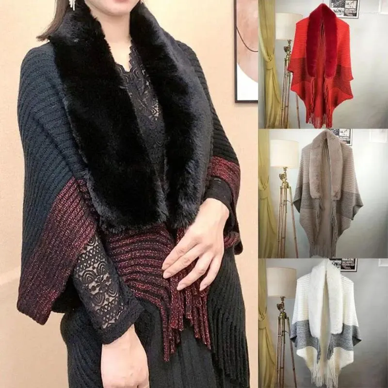 Écharpes mode tricot épais femmes châle lâche en fausse fourrure cardigan cardigan cape peluche enveloppe pour robes de soirée Cloak de mariage