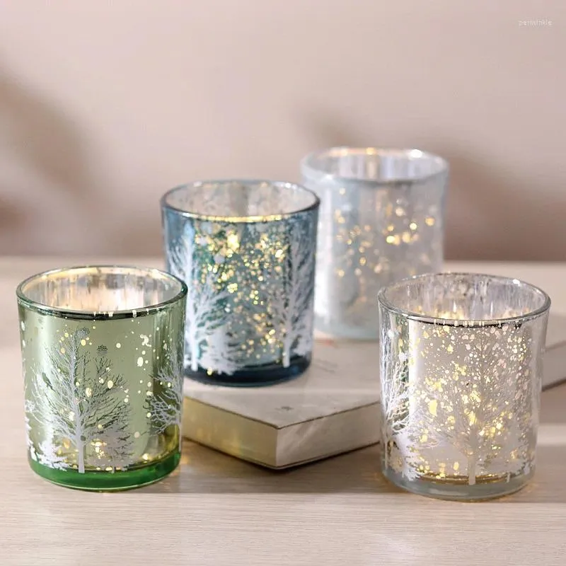 Kaarsenhouders glas lege cup multi-kleuren geëlektroplateerd kandelaar thuis tafelblad kerstdecor