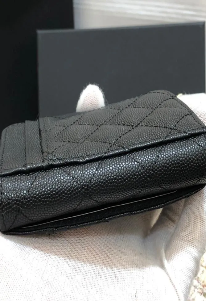 the card bag classic black gold buckle and silver buckle are very beautiful 1650 multilayer card holder fine ball grain cowhide7552973