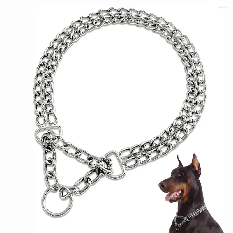 Köpek yakaları krom kaplama metal bağlantı martingale yaka köpekler için büyük eğitim çiğnenme kanıtı çift sıra zinciri