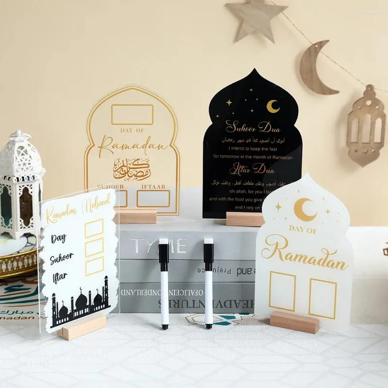 Décoration de fête réutilisable acrylique Ramadan Calendrier Board Base Base Table Ornement Mubarak Eid Advent Day Suhoor Iftaar Countdown Gifts