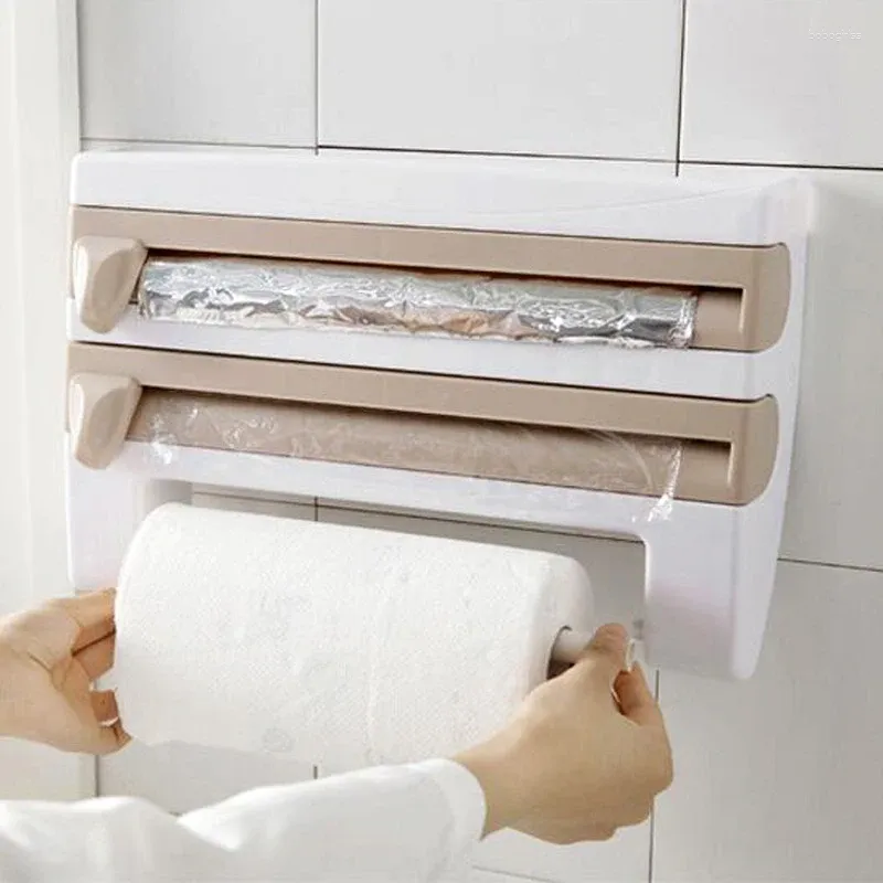 Ganchos de estilo nórdico Organizador de cozinha suporte de montagem de parede com toalha de papel towel spice spice jar armário prateleira banheiro