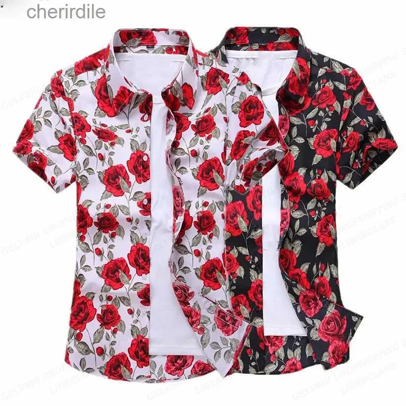 Chemises décontractées pour hommes Summer Floral Hawaiian Mens Mens à la mode à manches courtes Shirt Floral Shirt Abit Cascater Camisas Camisas Homme Vêtements YQ240408