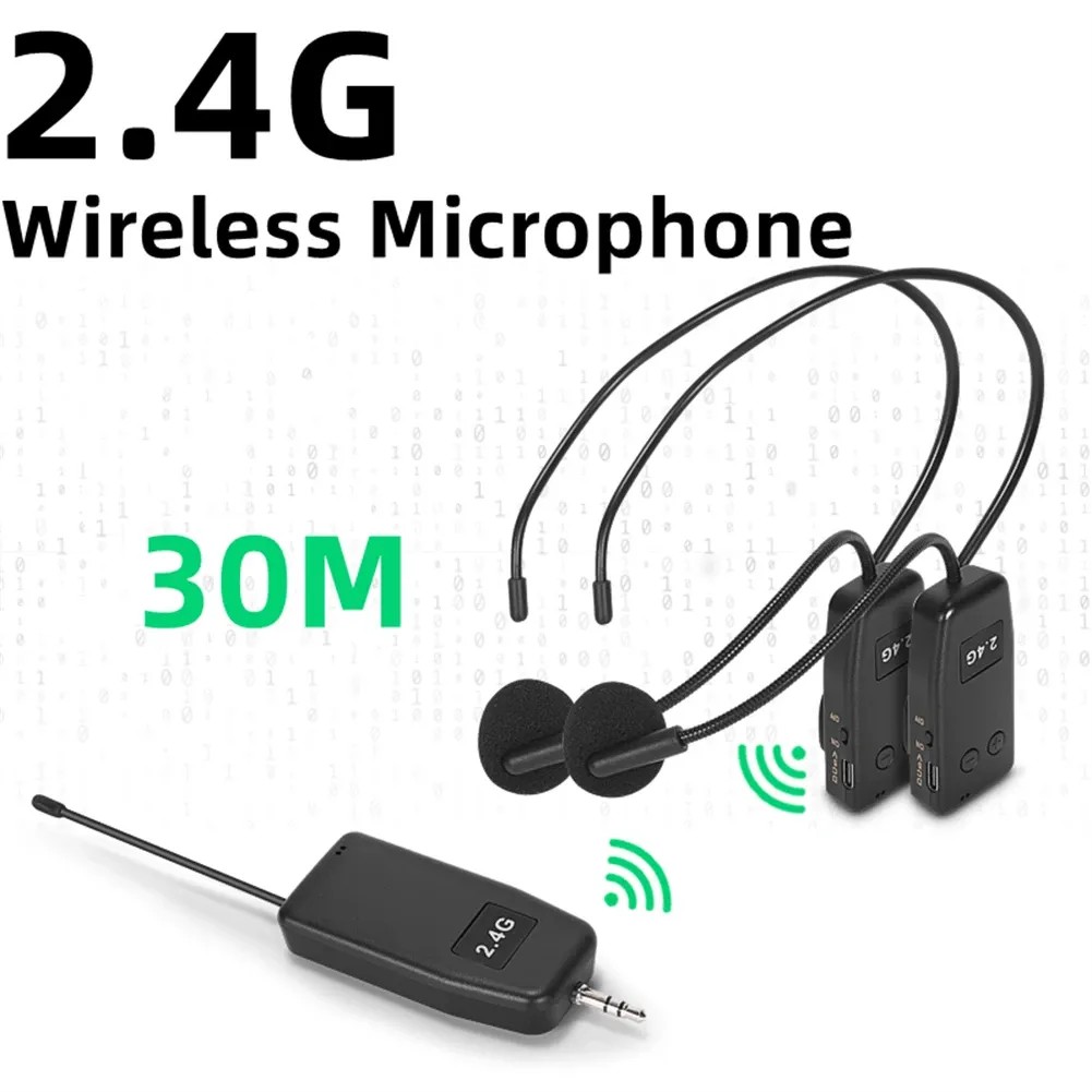 Microfoni 2,4 g di microfono auricolare microfono microfono microfono con 3,5 mm a 6,5 mm Adapter/Mic Aurballie Transmettitore 30m Distanza di trasmissione