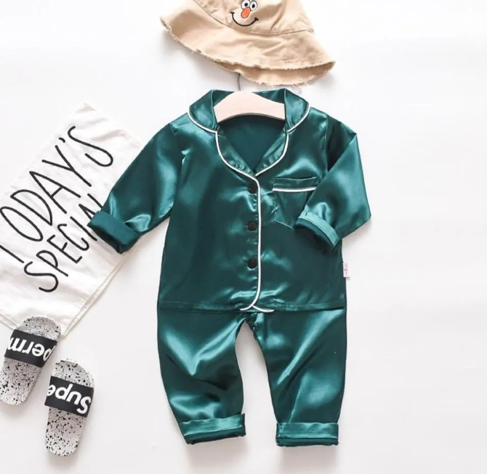 Sleepwear Outfits For Toddler Baby Boys Långärmad solid topspants Pyjamas Sleepwear Soft Feeling Sweet Sleeping Clothes Y81 1936616997