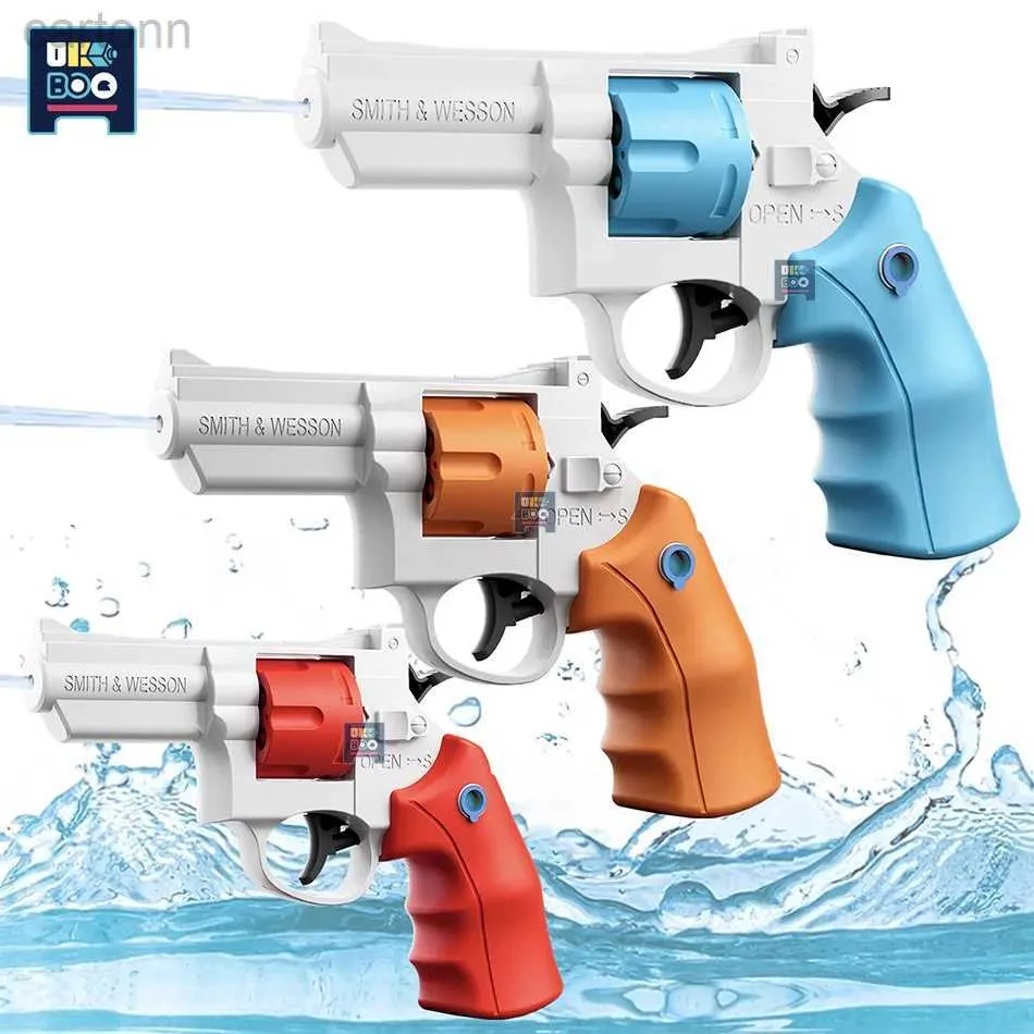 Gun Toys Summer Revolver Gun Water Zabawa Mechaniczna ciągła wodna broń zabaw dla chłopców dziewczęta plażowe zabawki na plażę dziecięce prezenty świąteczne 240408