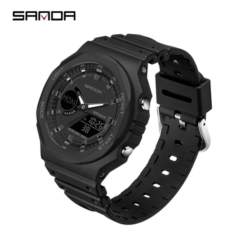 SANDA Casual Mens Watches 50m Waterproof Sport Quartz Watch for Male Dristwatch Digital G Shok