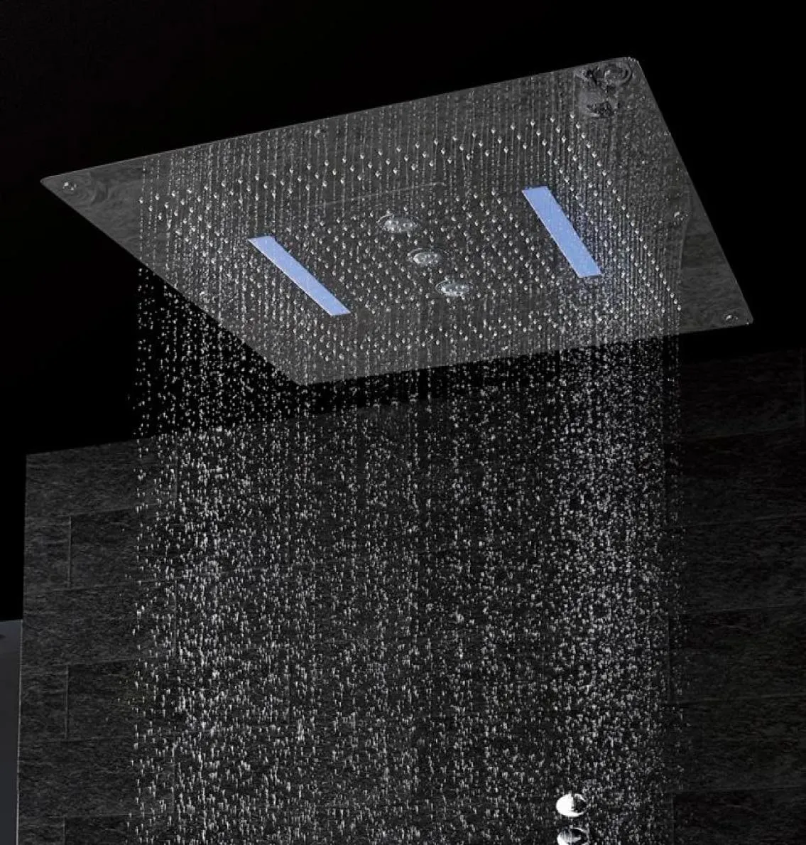 Poste de douche au plafond à grande taille avec télécommande 800800 Rain Waterfall Swirl9508539