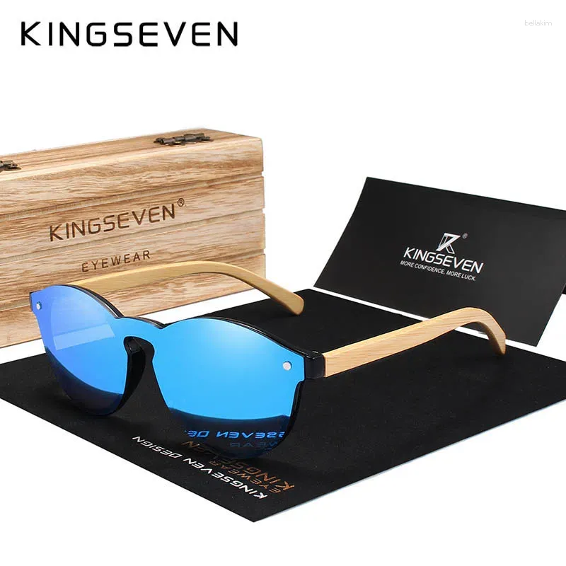 Sonnenbrille Kingseven Marke handgefertigte Männer Mode natürliche Bambus runde polarisierte Brille Frauen UV400 Spiegel Linsen Räste ohne Brillen Brillen