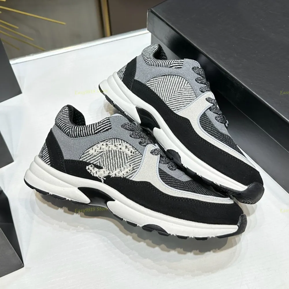 Designer Platform Sneakers Luxury Calfskin Reflective Leather Patchwork Women s Casual Trainers