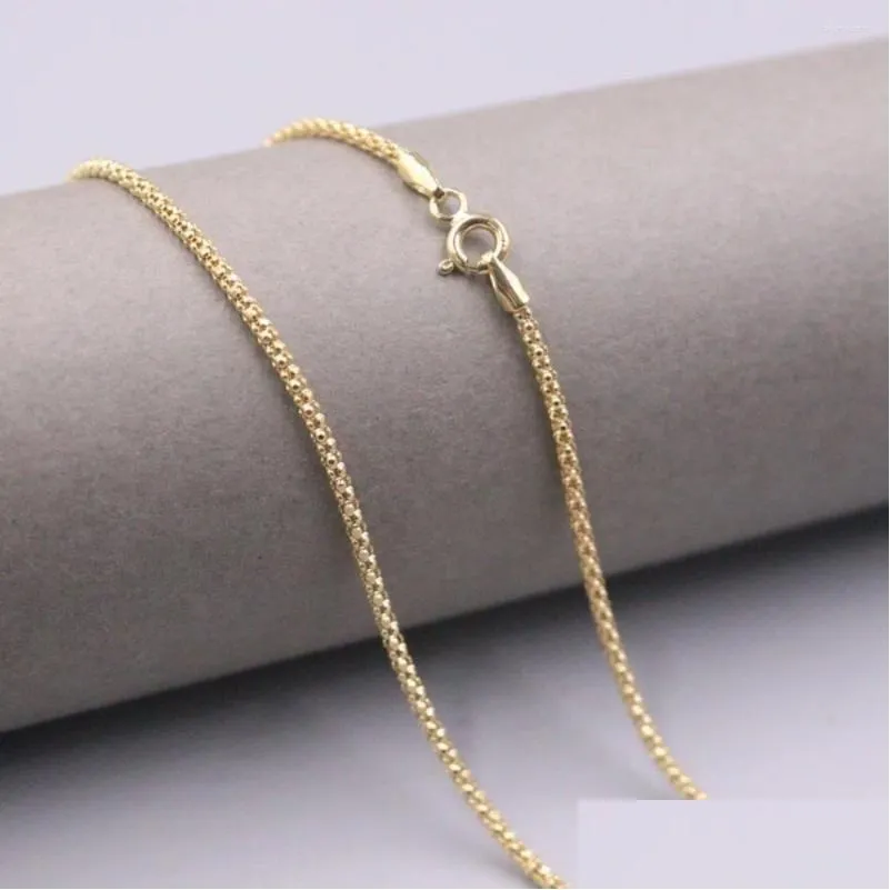 Chains Au750 Pure 18K Yellow Gold Necklace 1.8Mm Lantern Popcorn Chain 3.8G / 18Inch For Women Gift Drop Delivery Jewelry Necklaces Pe Ot3Rw