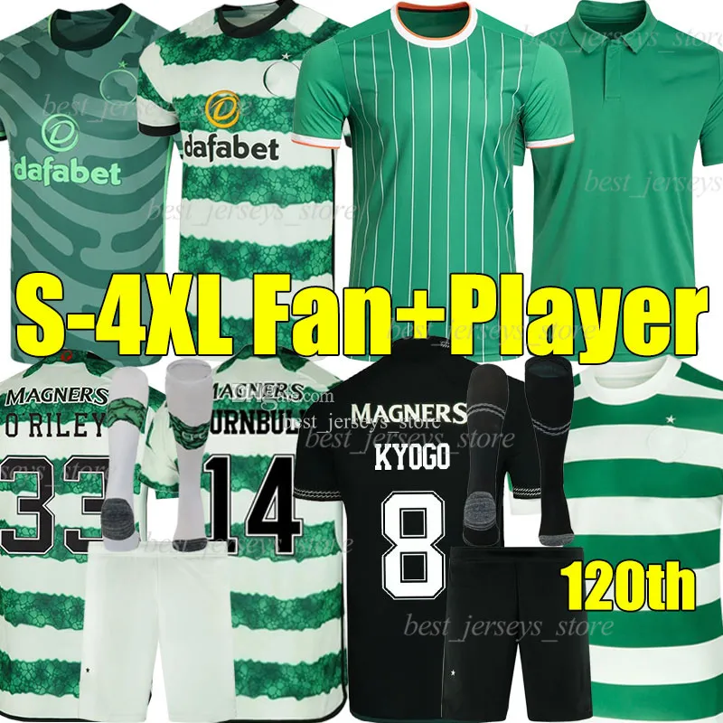 4XL 23/24/25 Celtic 120 년 축구 유니폼 FC Kyogo O Riley Reo Turnbull Palma Daizen Carter-Vickers McGregor Starfelt 120th 2024 남자 키즈 양말 축구 셔츠