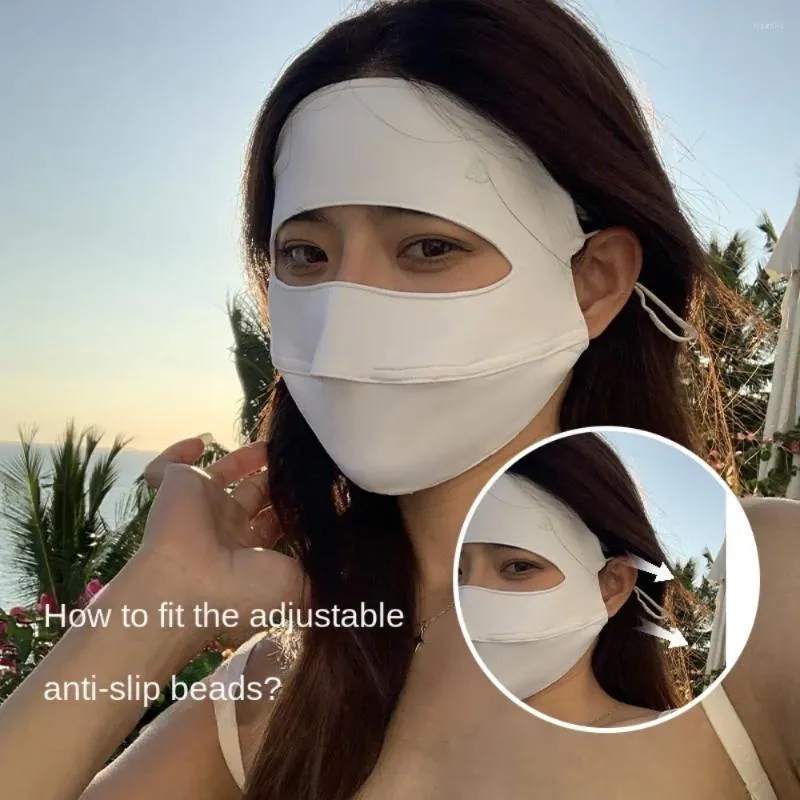 Eşarplar Güneş Koruma Güneş Koruyucu Maske Moda İpek Nefes Alabilir İnce Kapak UV Tam Yüz Tracess Women