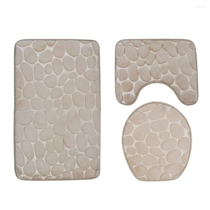 Bath Mats 3Pcs/Set Non Slip Mat Rectangle Modern Bathroom Carpets Solid Color Memory Foam Toilet Lid Cover Rugs Accessories