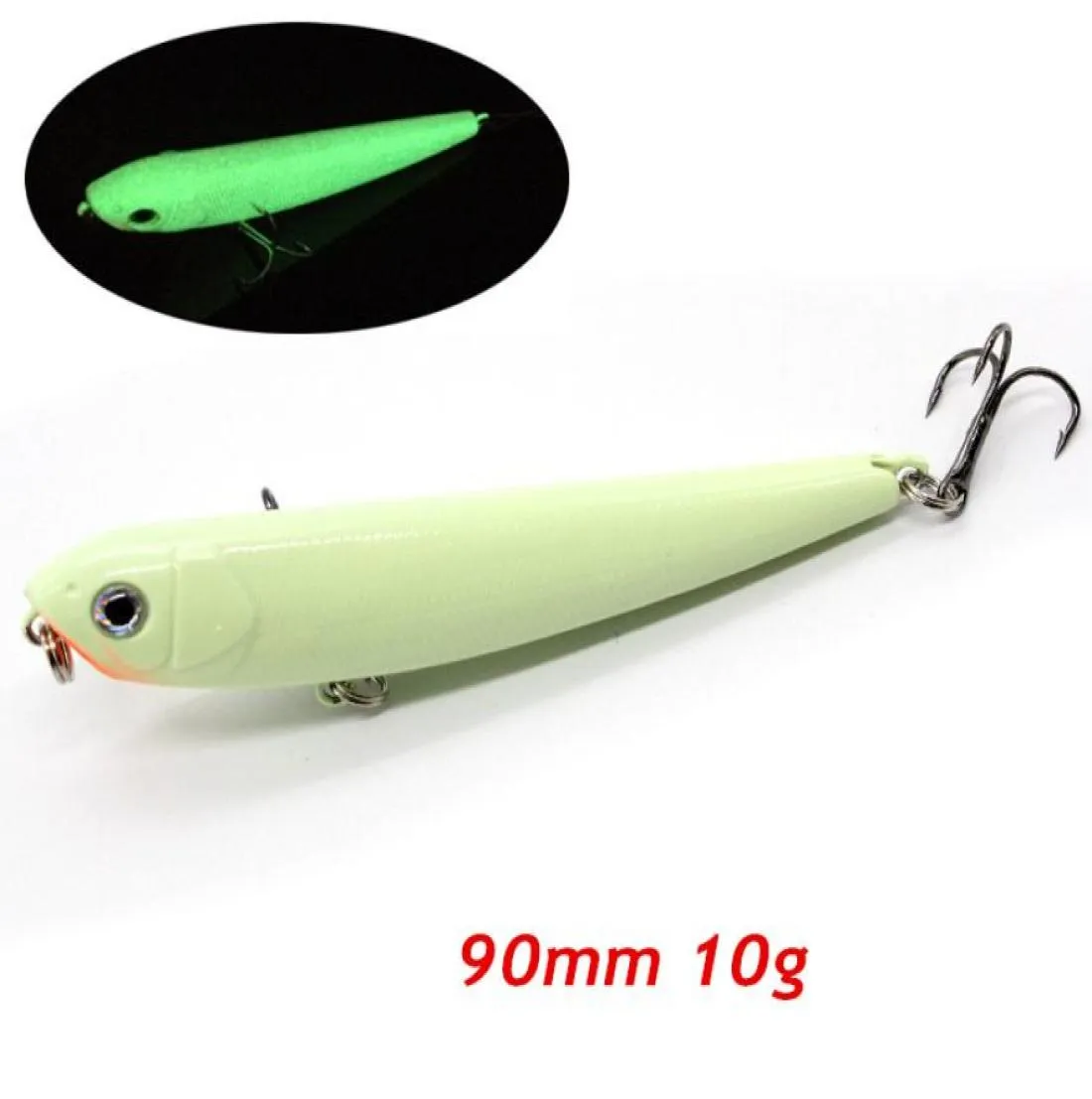 1 pc 90 mm 10g Luminous Pencil Hard Baits Lures Fishing Hooks 6 Treble Hook Fishhooks Pesca Tackle Accessoires KLIU5033142955