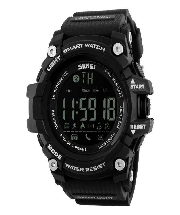 Passagnello Bluetooth Skmei Bluetooth MEN039S SPORT ELETTRONIC Digital Smart orologio Diametro di grandi dimensioni poltrone mititarie Wathery Owatche7811075