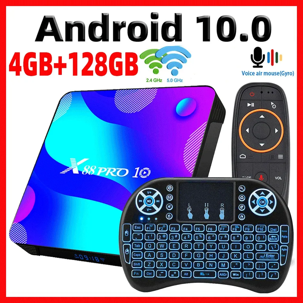 Box TV Box Android 11 Smart TV Box x88 Pro 10 4GB 64GB 32GB RockChip RK3318 4K TVBox Supporto Google YouTube Set Top Box x88Pro 11.0