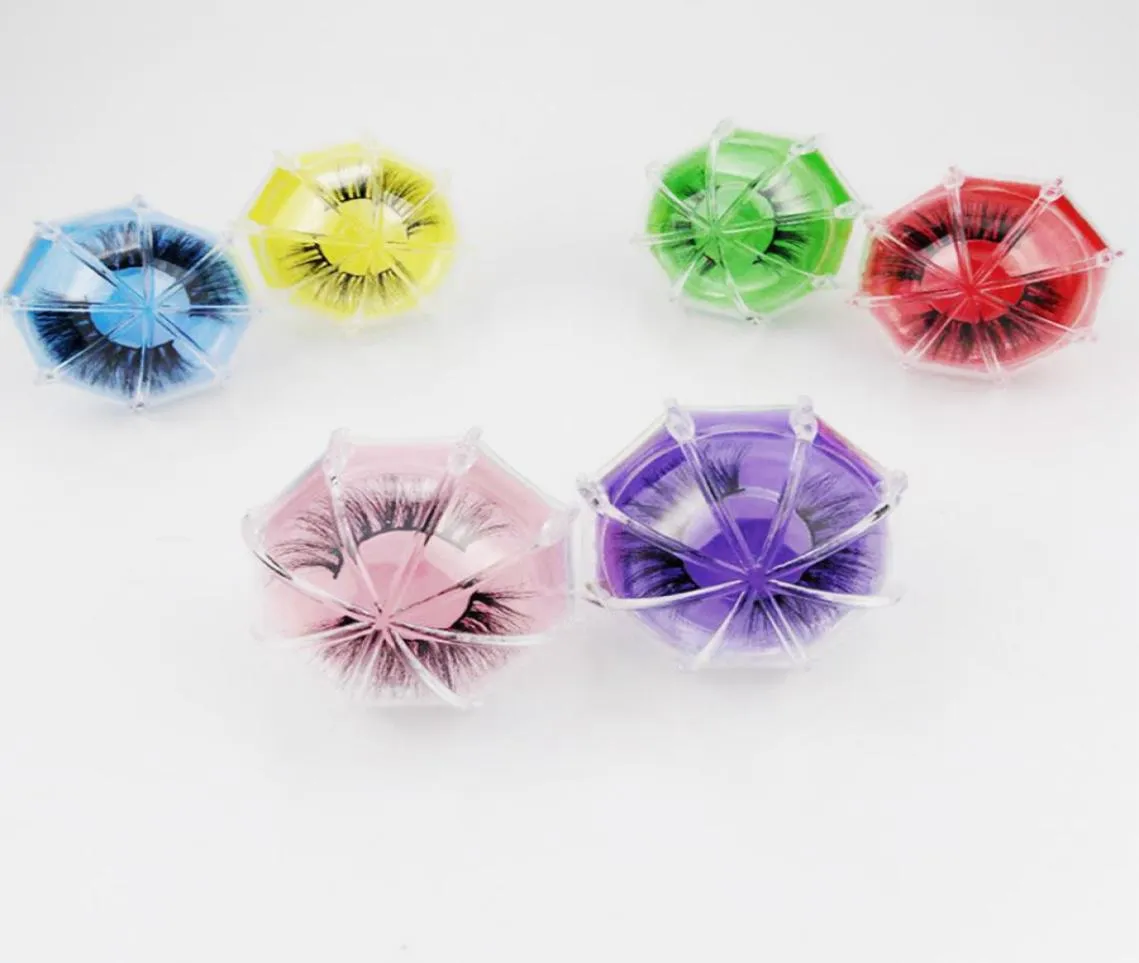 Caixas de pacote de pacote de vison 3D Pacote de cílios falsos embalagens da caixa de cílios vazios Caixa de guarda -chuva criativa Caixa em forma