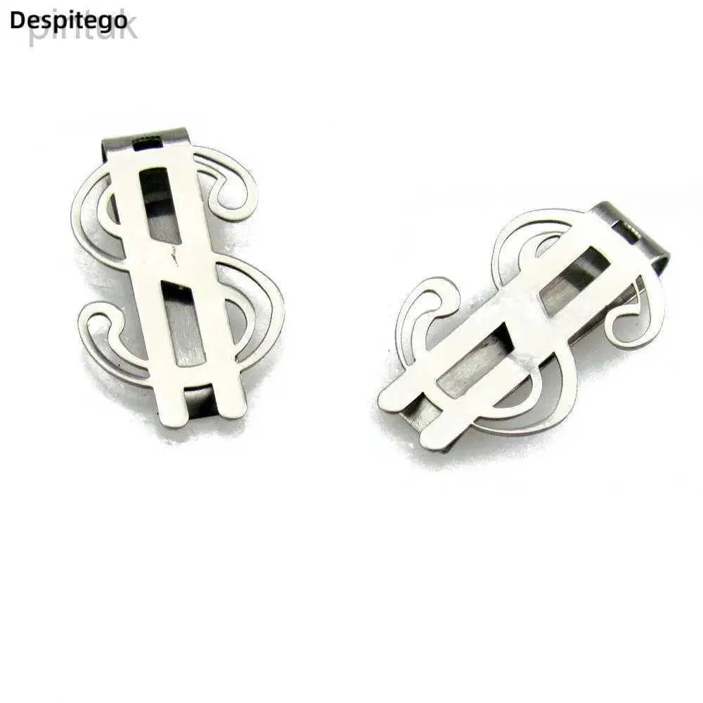 Clips de l'argent US Vendeur Créatif Cripte Clip Clip Dollar Design en acier inoxydable Tone argent Dollar Signe Clip Clif de crédit Carte de crédit Holder 240408