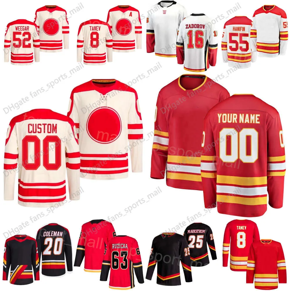 Heritage Classic Hockey 55 Noah Hanifin Jersey 0 Blake Coleman 25 Jacob Markstrom 52 Mackenzie WeeGar 16 Nikita Zadorov Adam Ruzicka Samuel Honzek Man Woman Youth