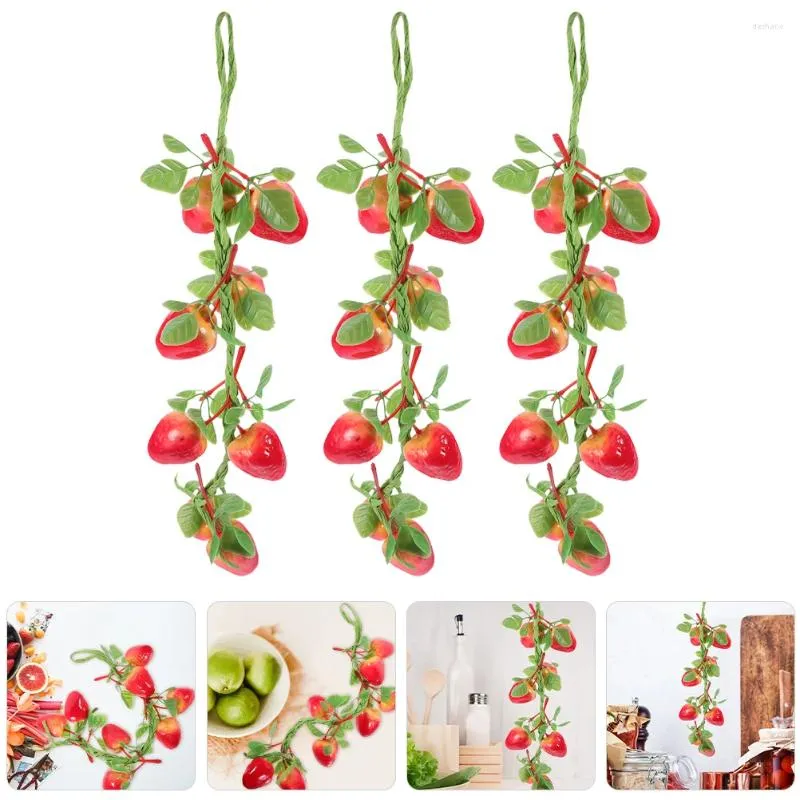 Decorazione per feste 3 pezzi Fino Fruit Fruit Strawberry Vine String Ghirland Pography Prop